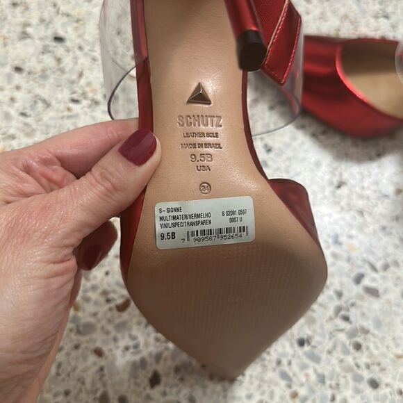 Schutz Sionne red clear transparent heel slingback 9.5 - Picture 4 of 9